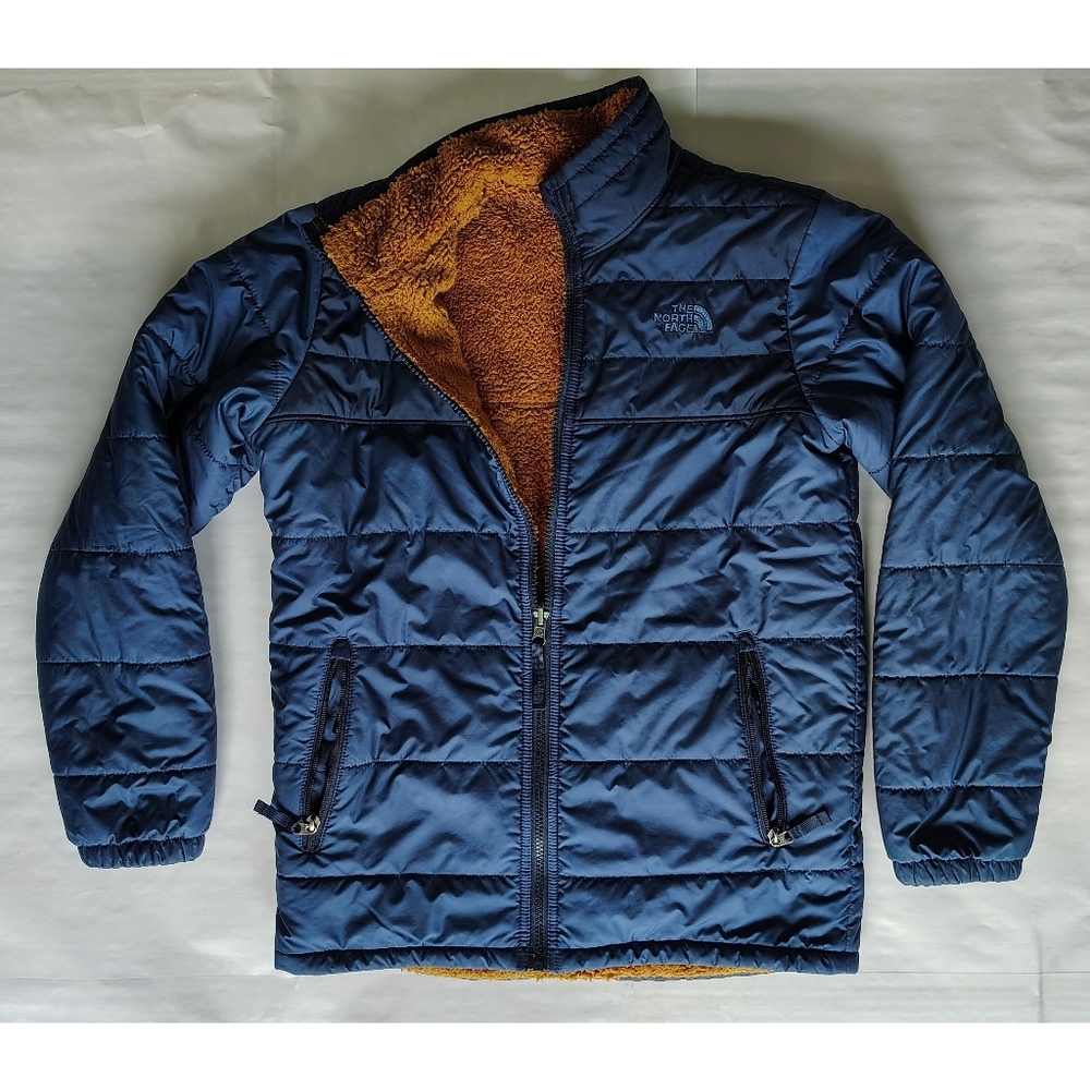 The North Face TNF Reversible Sherpa Fleece Boys Youth Full Zip Coat Jacket L - Picture 2 of 16
